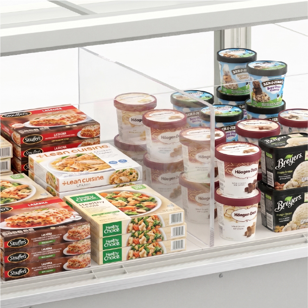 Separadores interiores em acr&iacute;lico transparente para segmenta&ccedil;&atilde;o de produtos