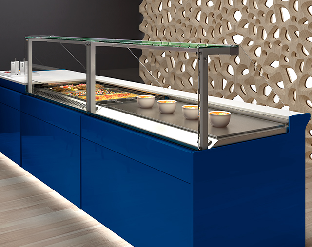 KUBO heated display counter for hot food take-away from JORD&Atilde;O.